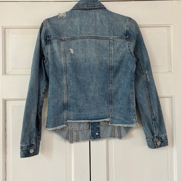 Blank NYC‎ Jean Jacket Raw Hem Distressed Destroyed Size XS Trucker Denim Coat - Picture 12 of 17